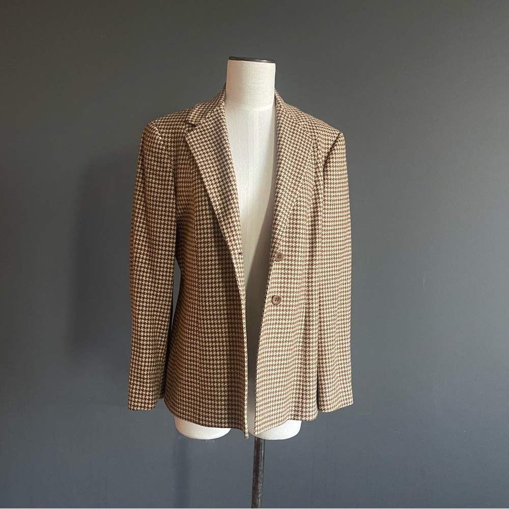 Sergio Pellari Italian Wool Cashmere Houndstooth Blazer Academia Preppy Classic